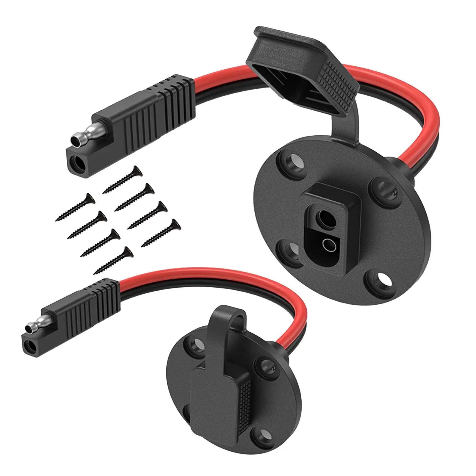 

2 Pieces SAE Socket Quick Connector 30A Solar Panel Connector Cables Heavy Duty Male Plug to Female Socket Cable Battery Cables