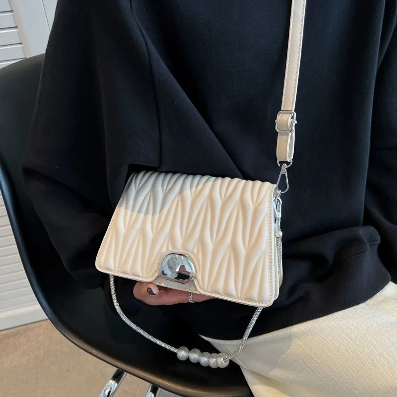 Fashion Bags Women 2022 Designer Light Luxury Small Bag Versatile Pearl Chain Messenger Bag Small Crowd High Sense Shoulder Bag