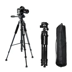Aluminum Travel Tripod with Quick-Release Plates and Pan Head (BLACK)