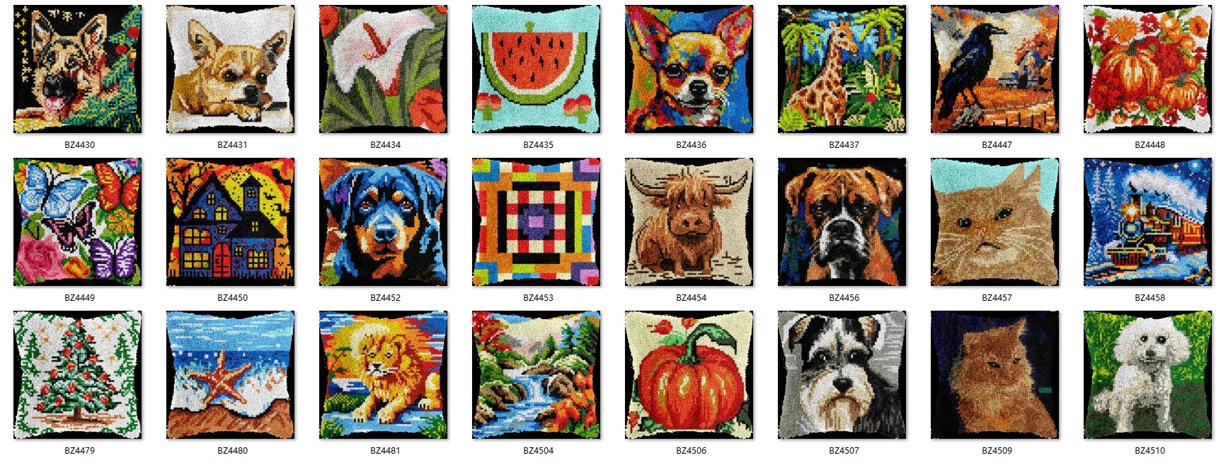 Latch Hook Rug Kits Latch Hook Rug Pillow Pre-Printed Canvas Crochet Needlework Crafts for Adult 43-43CM Fruits
