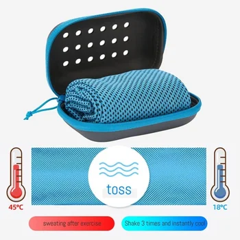Quick Drying Cooling Towel Soft Breathable Chilly Sweat Absorption Cold Towel with Storage Box Sports Running Yoga Gym Club 1