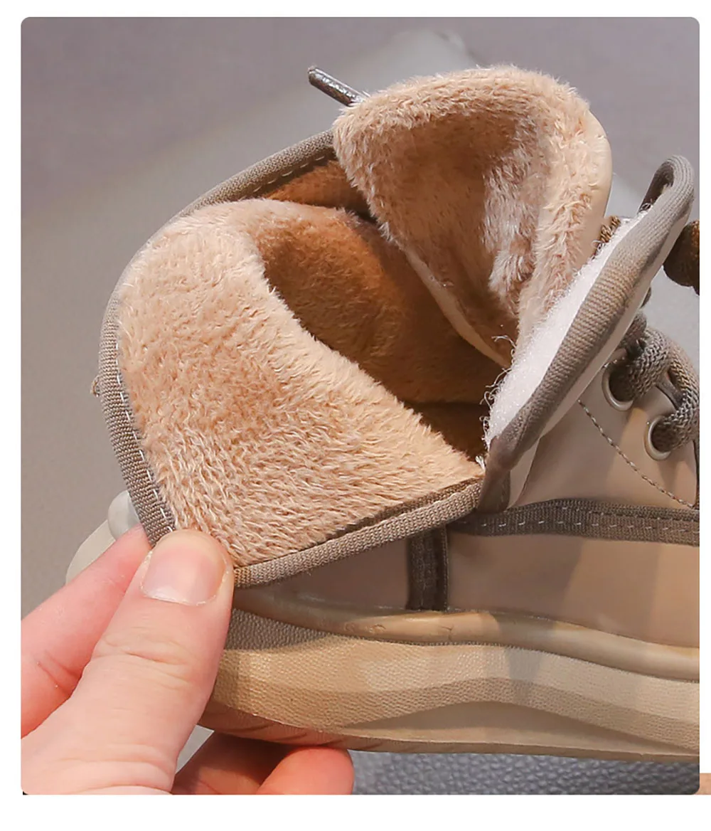 2024 Tendenza Moda Bambini Neve Antiscivolo Adolescente Ragazza Peluche Stivali Morbidi Suola Finta Pelliccia Cotone Scarpe Per Ragazzi_voghion.com