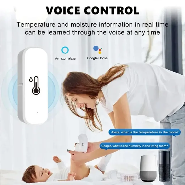 WiFi Smart Temperature And Humidity Sensor Battery Powered APP Monitoring Smart Home Security Work With Alex Google Home 4