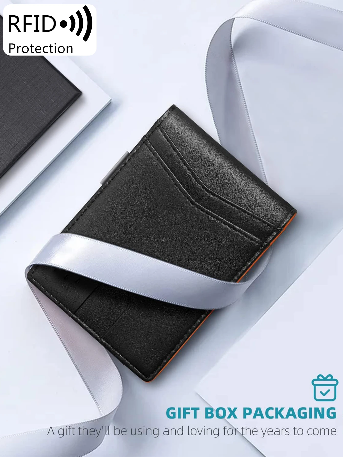 Schlanke, dünne, minimalistische Herren-Geldbörsen mit Vordertasche, RFID-blockierend, geschützt, tragbarer Kartenhalter, 12-Karten-Multifunktions-Geldbörse – Detail 9