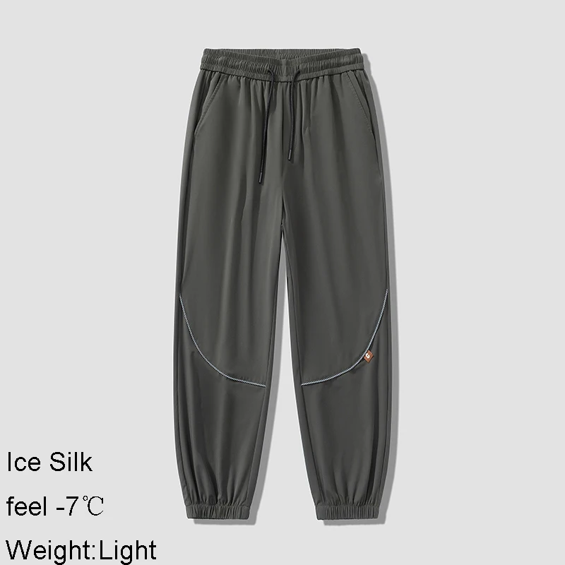 

8XL Ice Silk Summer Pants Sports Mens Plus Big Size Trousers Male Clothing Casual Jogging Oversize Wide Leg 7XL 6XL 5XL Z597