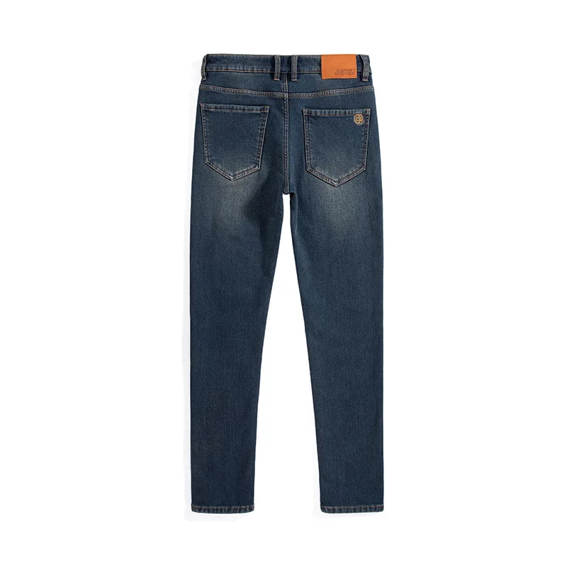 2024 Winter New Fleece-lined Thickened Men's Jeans Cold-Resistant Stretch Slim Fit Straight All-Matching Antifreeze Warm Pants 5