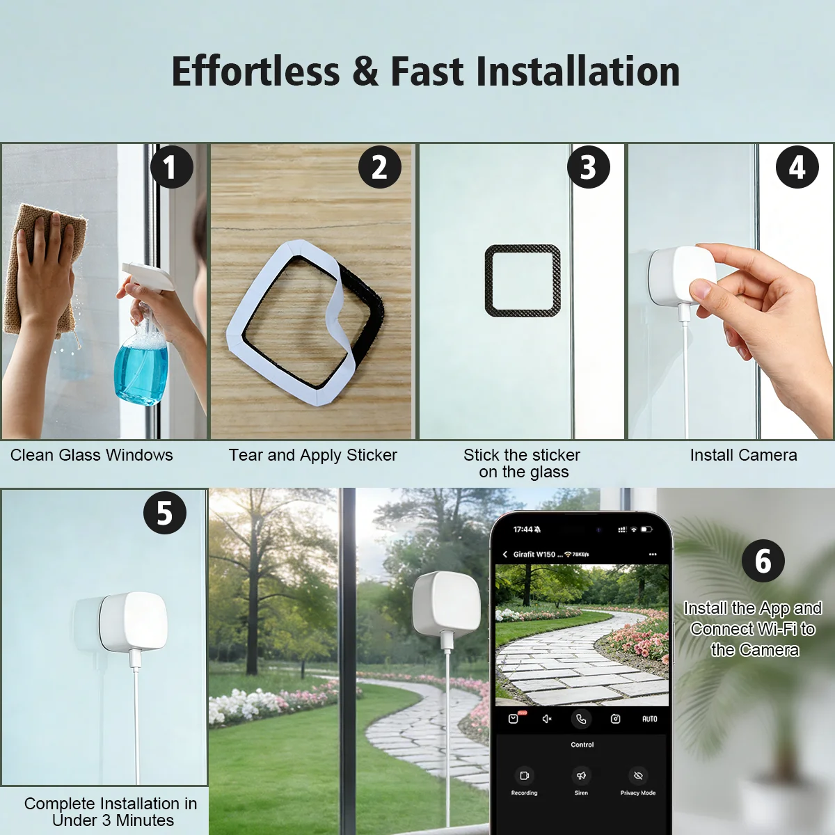3MP HD Window Camera Mini Outdoor 2.4/5GHz Wi-Fi Cameras Full-Color Night Vision Two-Way Audio Motion Detection Security Camera 5