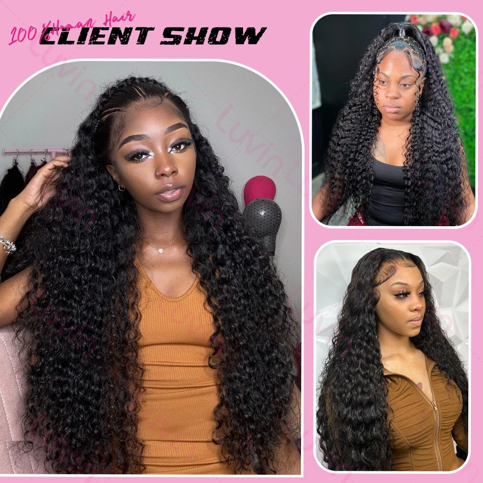 Luvin 30 32 36 40 Inch Deep Wave Human Hair Bundles Brazilian Remy Unprocessed Weaving Curly Hair Bundles Weave Extensions Deals 6