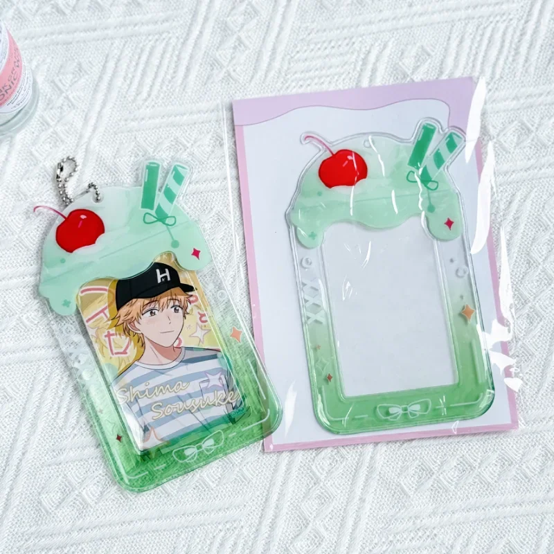 Ins Style PVC Photo Card Holder for 3 Inch Photos Korea Sundae Ice Cream Shaped Photos Case Girls Backpack Charms 4