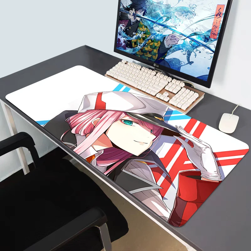 Zero Two Darling In The Franxx Mouse Pad Desk Mat Large Demon Slayer Mousepad Gaming Accessoroes Laptop Waterproof Keyboard Mat