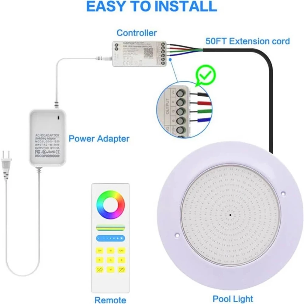 LED 수영장 조명 12W/18W 개방되지 않은 수중 벽걸이 25W/35W/야외 조경 조명 APP 원격 제어