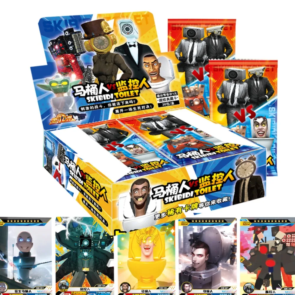 Skibidi Toilet Cards Anime Booster Box Game Cameraman Rare Collection Cards Doujin Party Game Toys Kid Hobbies Gifts
