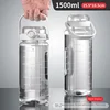 1.5L Sports Water Cup With Straws & Handle BPA-Free Leak-Proof Portable Water Bottle Large Capacity Plastic Straw Water Cup 4