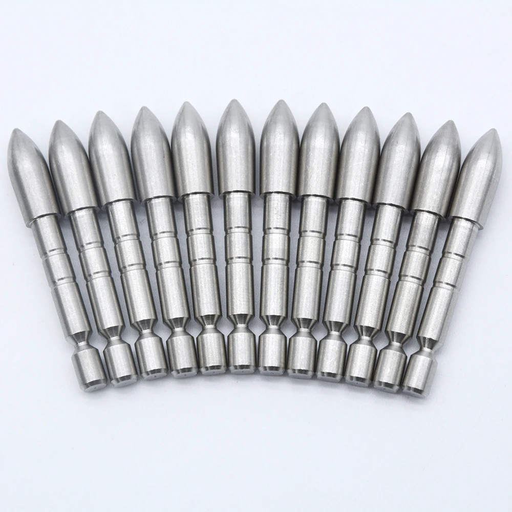 

12/24PCS 80 Grains Stainless Steel Insert Arrow Point Archery Arrow Head For 4.2mm Shaft