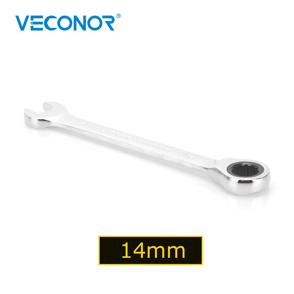 

14mm Ratchet Wrench Spanner Fixed Head Mirror Polish 72T Ratcheting High Torque Multitool