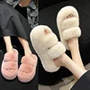 Fall 2025 Women's Double Strap Thick Heel Indoor Outdoor Two-Way Wear Plush Slippers round Toe Rubber Sole Sweet Style Shoes