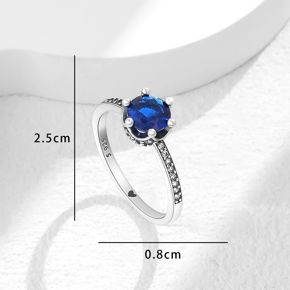 2025 New 925 Sterling Silver Shiny Classic Square Crown Heart-shaped Ring Exquisite Luxury Charm Jewelry Holiday Surprise Gifts 3