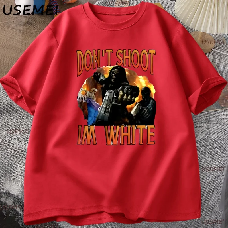 Playful Don't Shoot Graphic Unisex Vintage T-Shirt – Casual Humor Short Sleeve Streetwear Tee