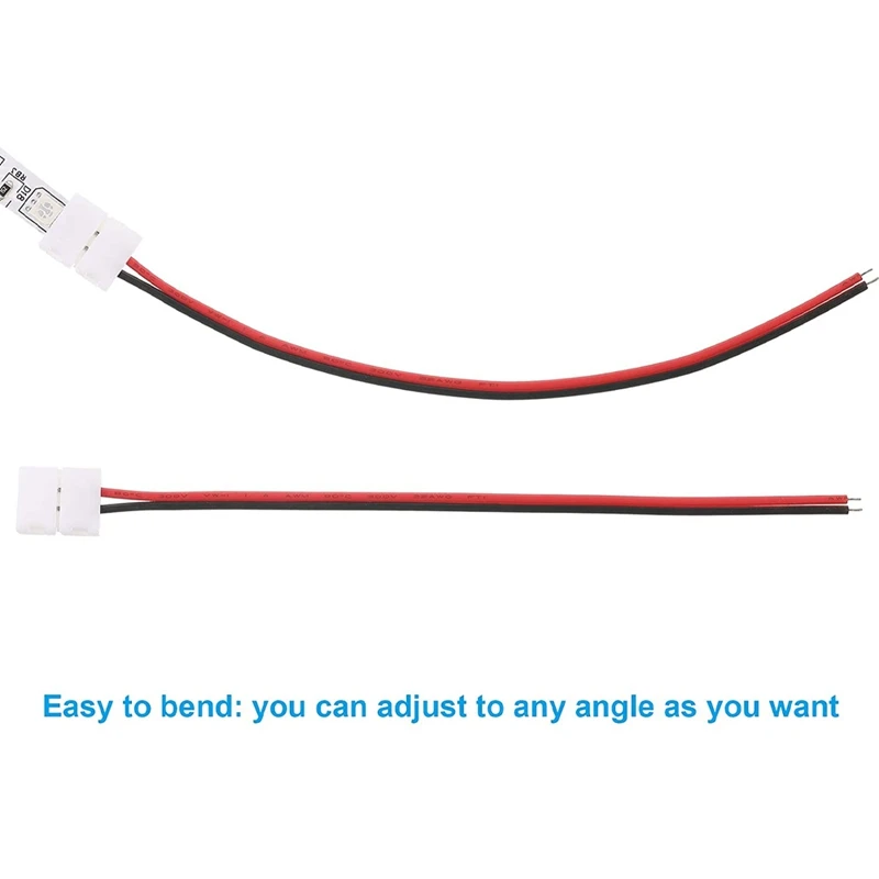 24Pcs 8mm 2 Pin LED Strip Light Connector for 8 mm Wide Flexible SMD 3528 2835 Single Color LED Strip Lights Solderless