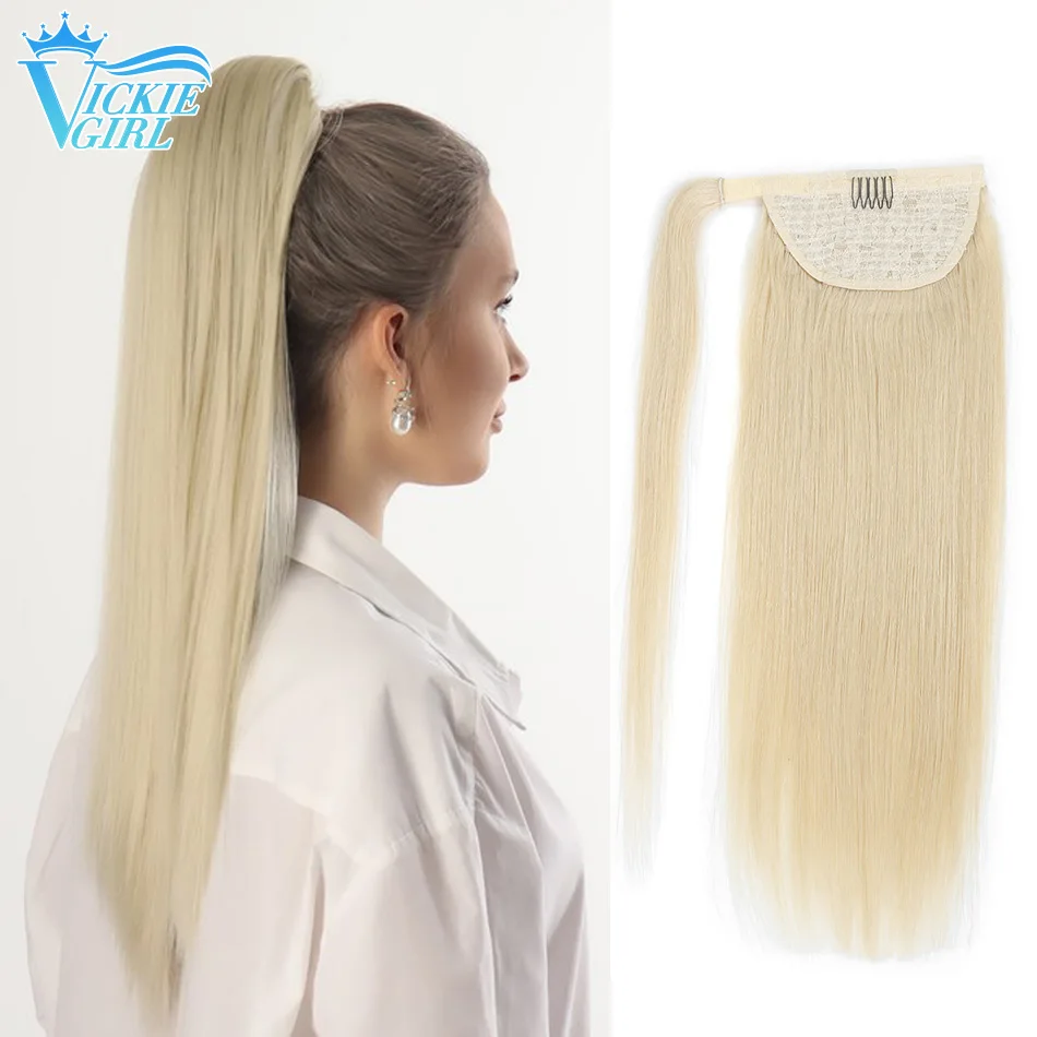 

Straight Human Hair Ponytail Wrap Around Horsetail With Clip 10"-26" Brazilian 100% Remy Human Hair Extensions 60/100/120/150g