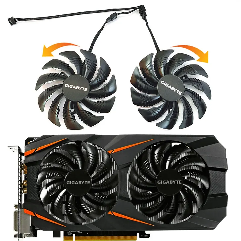 

Новый вентилятор для графической карты Gigabyte GTX 1060 1050 1060 1070 RX 960 470 480 570, 2 шт., 88 мм