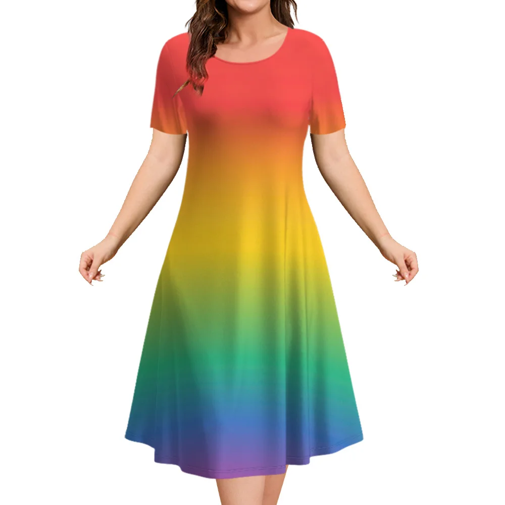 

Women's Dresses Summer Dresses Colorful Printed Fashion Short Sleeve Round Neck Tops Fashion Party Casual Loose Vintage Dress