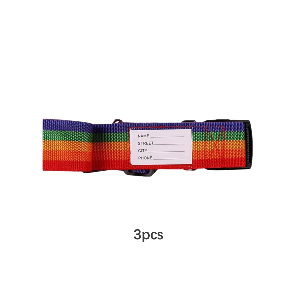 3 Pieces Adjustable Luggage Strap Password Suitcase Secure Safe Packing Belt Anti-lost Backpack Accessory  Rainbow