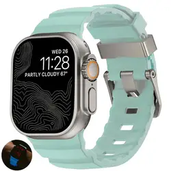 Soft Silicone Titanium Sport Band Bracelet Strap - Series 10 46mm (Luminous grey)
