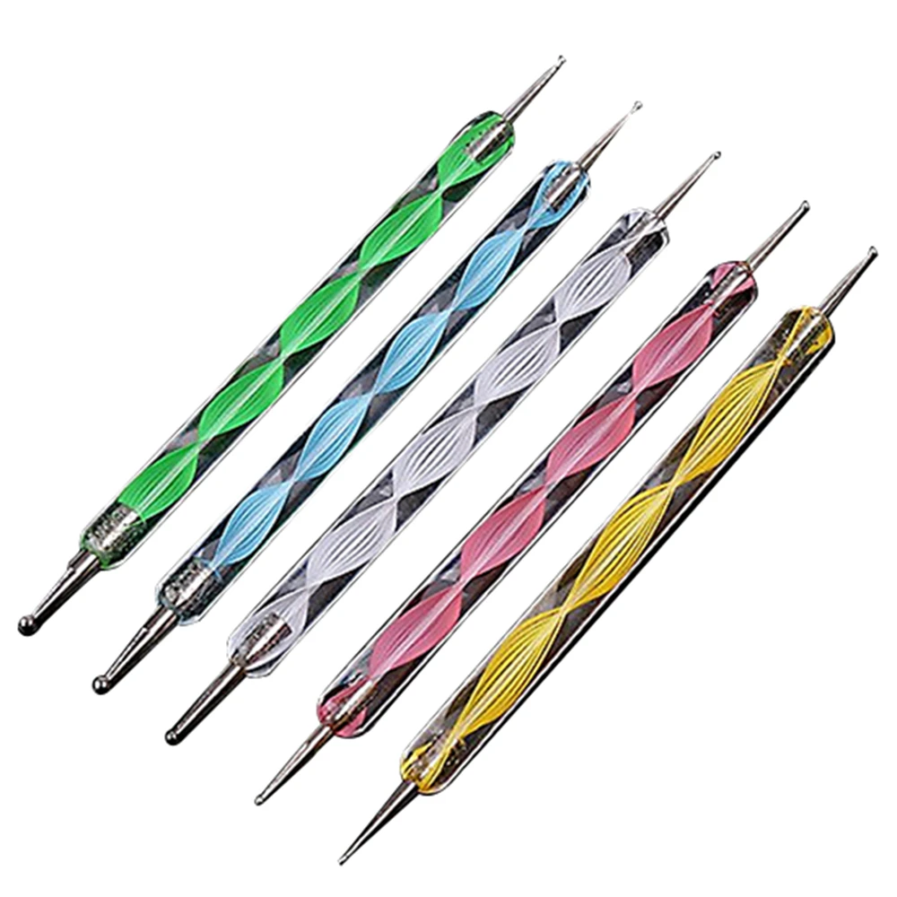 5Pcs Double Ends Dotting Pens Marbleizing Painting Tool Nail Art Dot Manicure Polish DIY Point drill Pen 2