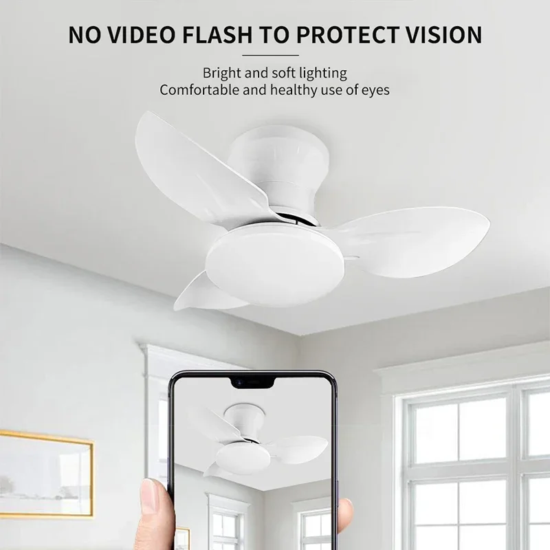 Low Floor Remote Control Bedroom LED Ceiling Fan with Remote Control Light 6-speed Wind 3-blade Adjustable Indoor Ceiling Fan