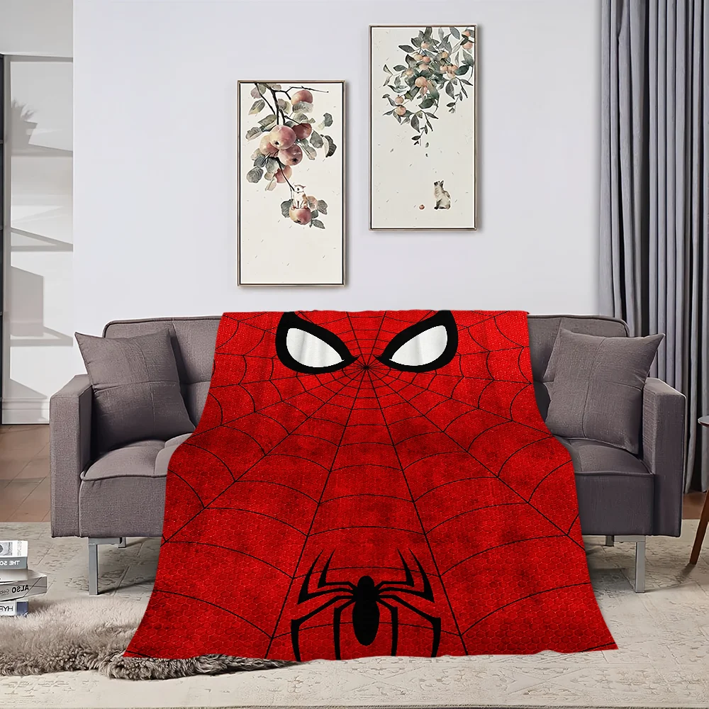 Fashion Cartoon S-Spider-Man Cool Blanket Plush Nap Sofa rug for Living Room Warm Office Bedroom Birthday Home Travel Kid Gifts 4