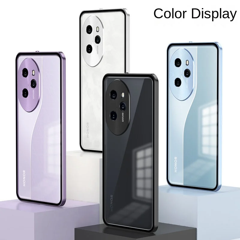 Case for Honor 100 Pro 5G Shockproof Metal Bumper with Clear Matte Hard Back Cover Phone Case for Honor 100 Pro Honor100pro