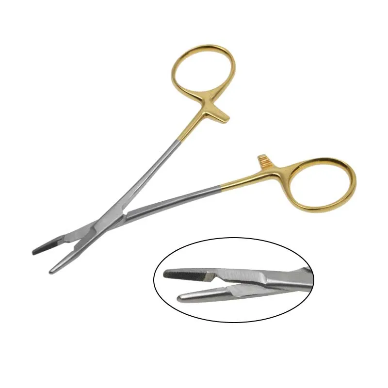 Multifunctional Needle Holder Insert with Scissors Gold Handle Clamp Ophthalmic Instrument Eyelid Tools