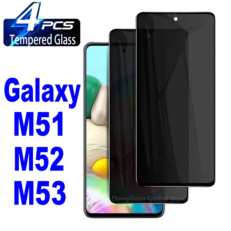 2/4Pcs Anti Spy Tempered Glass For Samsung Galaxy M51 M52