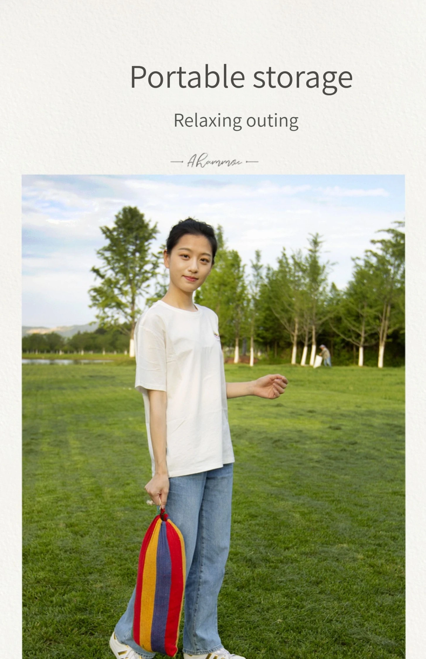 Description Picture 3 of itemNew upgrades Single Double hammock 200X100cm outdoor anti-rollover canvas hammock swing mesh wooden stick double thickening