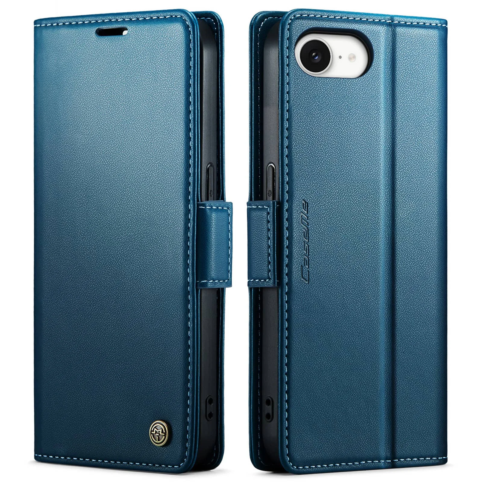 Leather Wallet Case with Card Holder & RFID Blocking, Shockproof Design with Magnetic Clasp and Kickstand