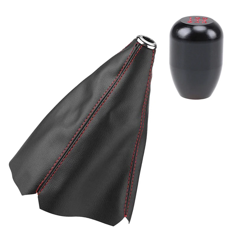 

Универсальная 5-скоростная ручная ручка переключения передач черная с красной строчкой