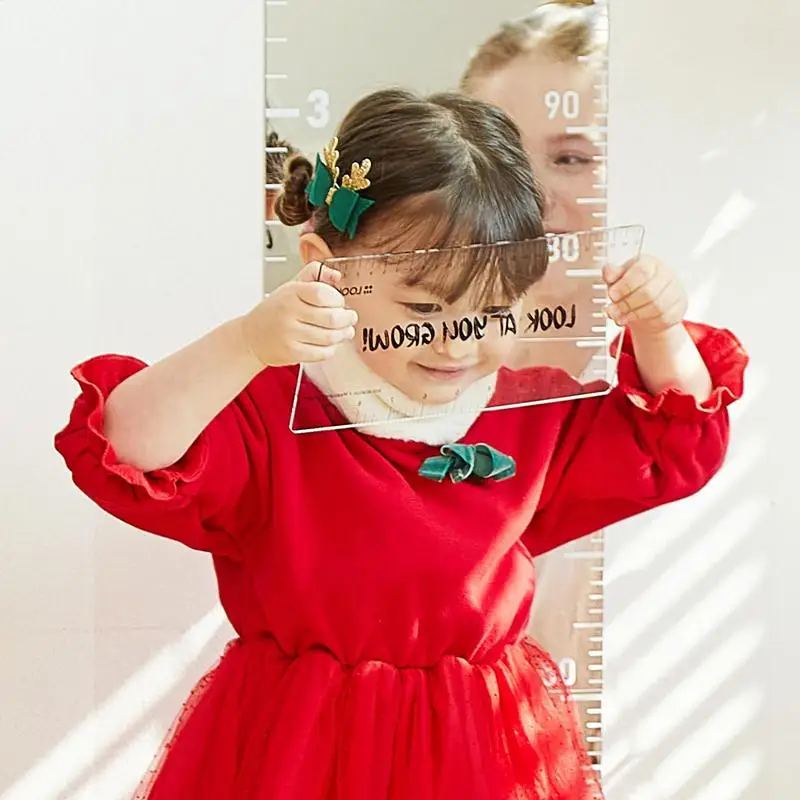 Children height measuring chart Kids Growth Chart Height Measuring Mirror Puzzle Wall Decal Boy Girl Child Development Chart Mirrored Growth Puzzle Pieces