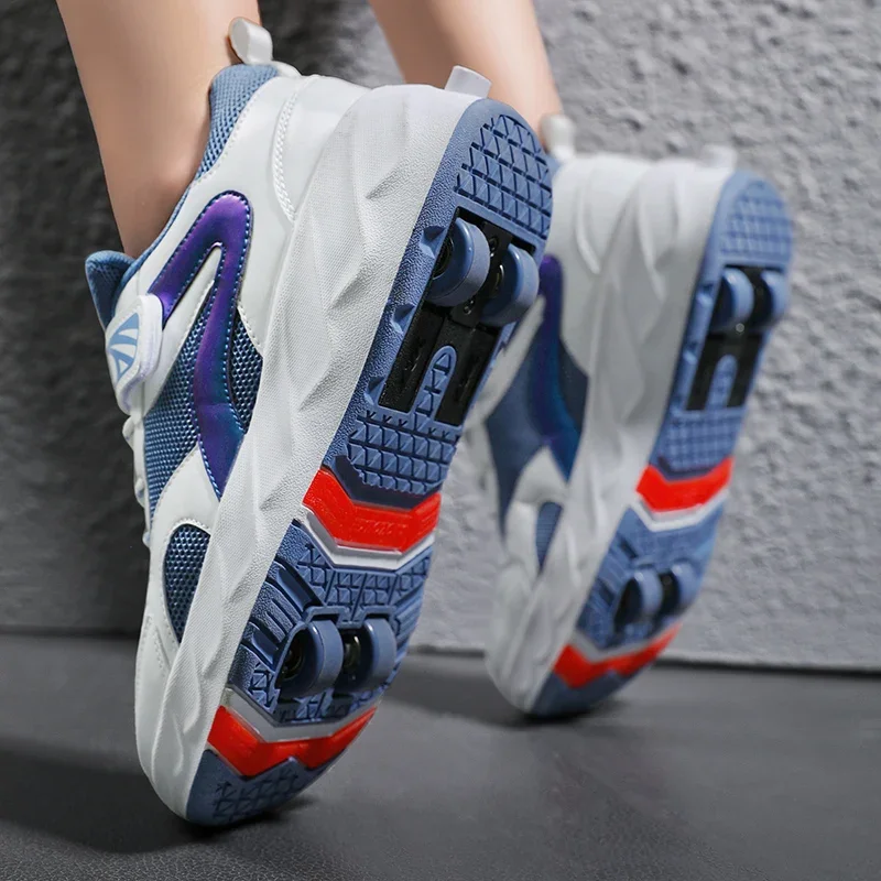 

Teenager Roller Skates Children's Four-wheel Violence Shoes Boys' Invisible Button Violence Roller Skates Size 29-43