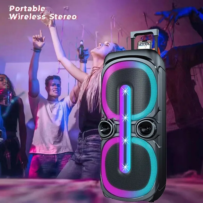 

High Quality Heavy Bass Karaok Sound Box 10 Inch Bluetooth Speaker Portable TWS Double Horn Outdoor Subwoofer with Wic/USB/TF
