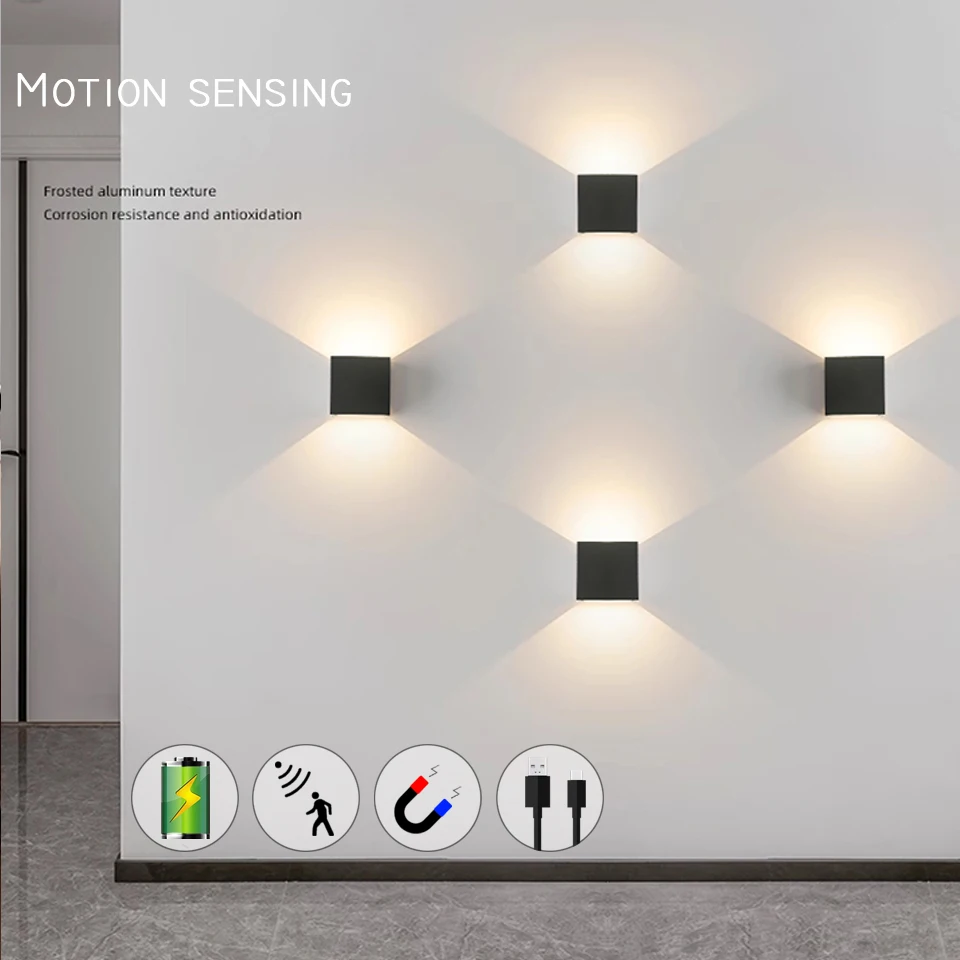 Lampe Murale LED Capteur de Mouvement sans Fil pour Intérieur, Veilleuse  Décorative avec Détecteur de chargement USB magnétique Blanc(8 Packs)