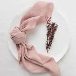 Sage Green Pure Cotton Gauze Napkin Set - 10PCS, 40x40cm, Elegant Dining & Wedding Decor (Pink 10pcs)
