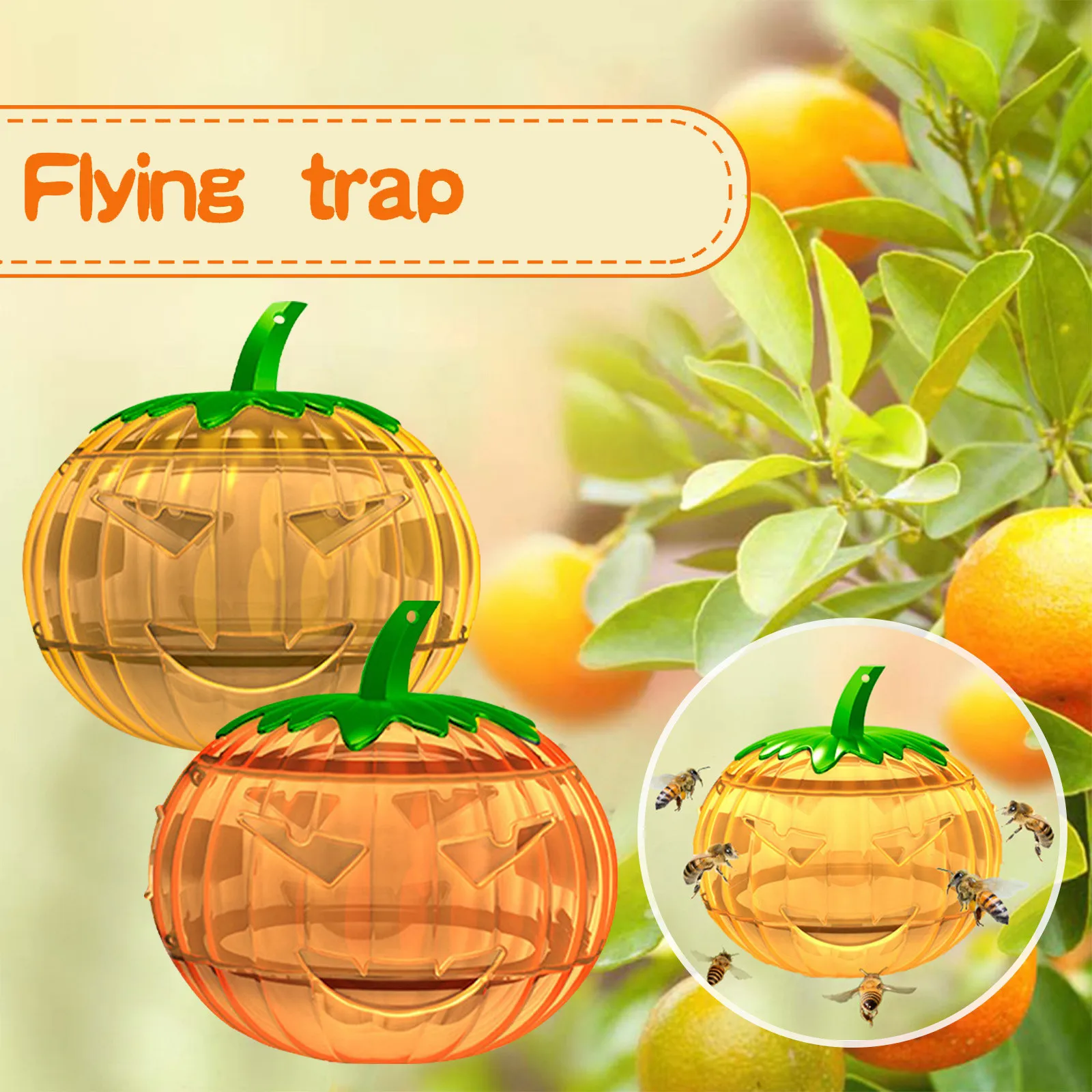 

Indoor Fly Trap Effective Reusable Pumpkin-shaped Fly Trap with Long-term Volatilization Safe for Humans Sticky Jelly Super