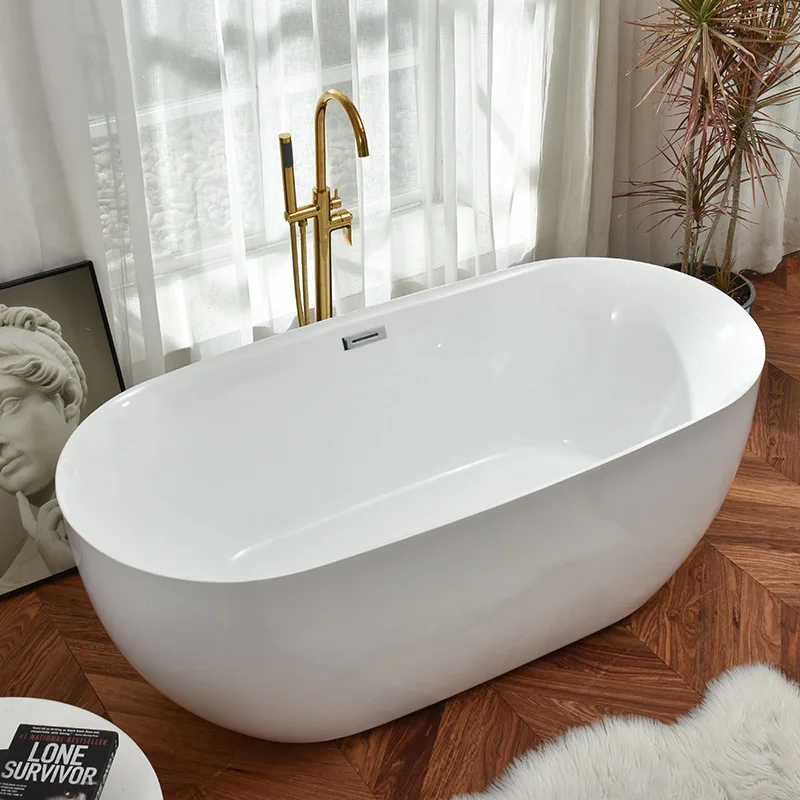 Acrylic household small apartment bathtub constant temperature thin edge bathtub independent movable seamless integrated princes
