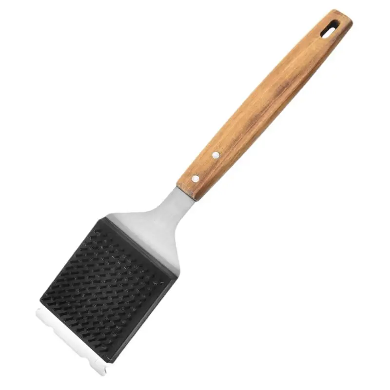 

Multi-Functional BBQ Grill Brush Barbecue Grilling Cleaner Scraper, BBQ Grill Scrubber With Wooden Handle For Dinners, Picnics