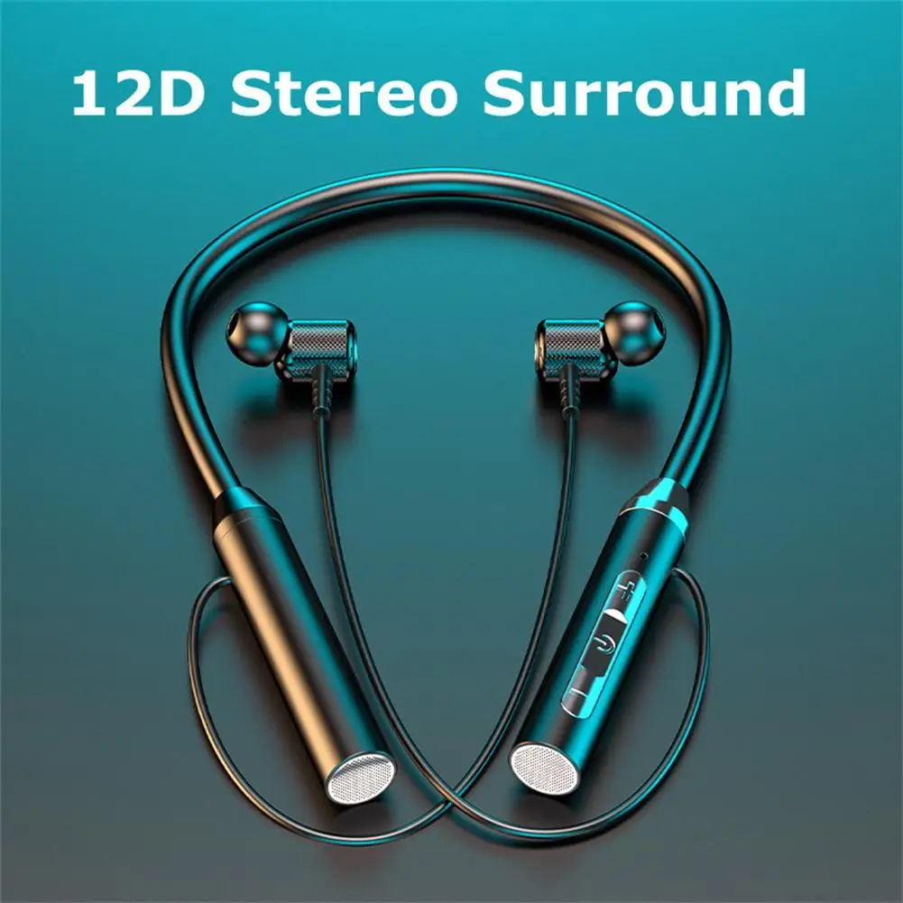 

New Wireless Neckband Headphones V5.2 Stereo Sports Waterproof Earbuds Bluetooth-compatible Headset For Outdoor Running