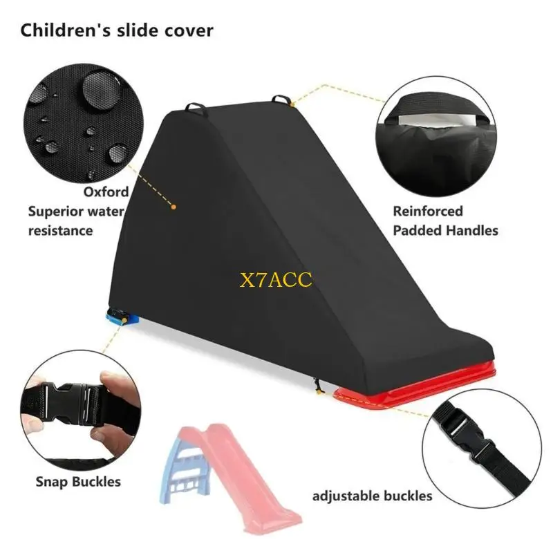 X7AC 방풍 놀이 그라운드 슬라이드 커버 방수 옥스포드 소재 어린이를위한 보안 고정 시스템 보관 가방 야외