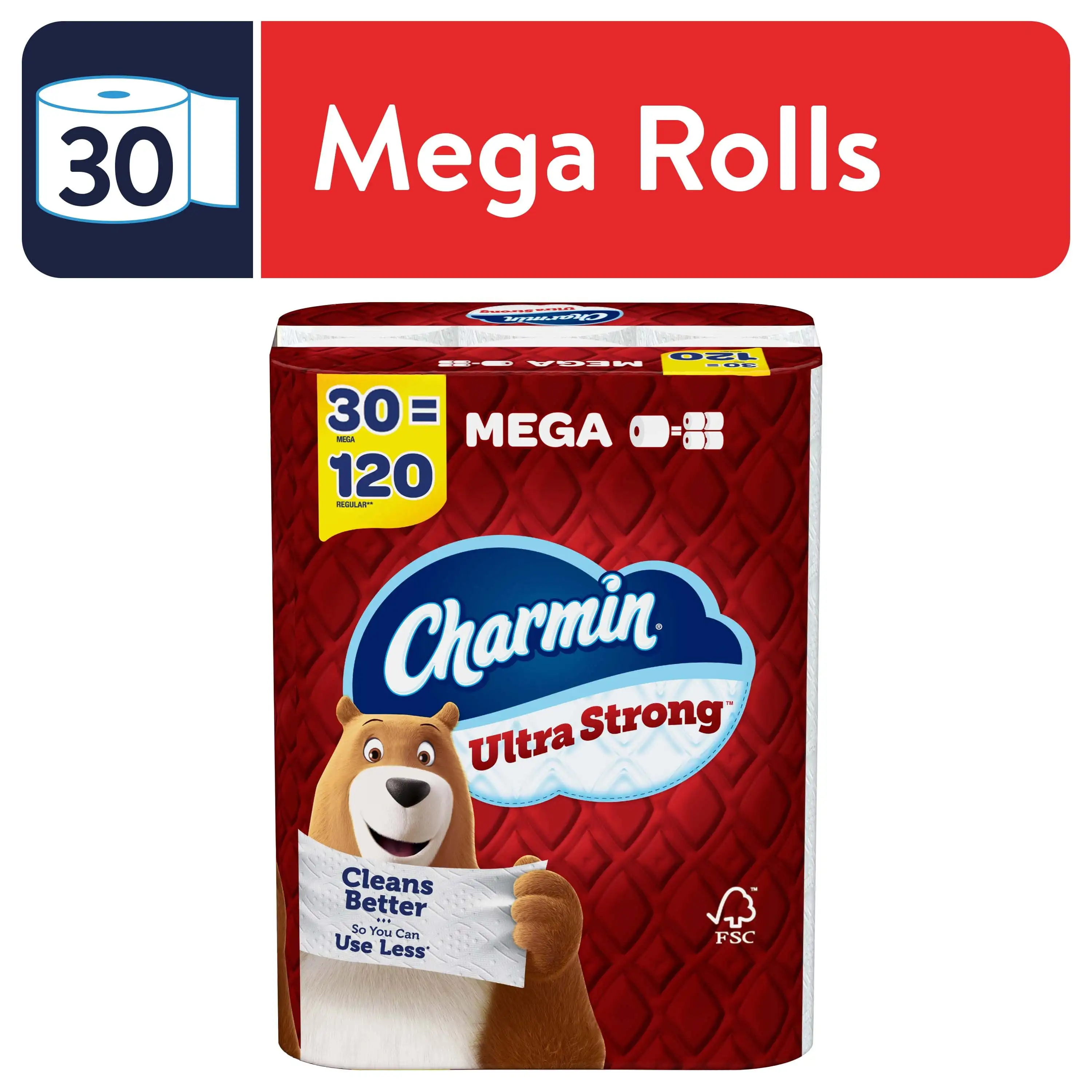 

Charmin Ultra Strong Toilet Paper Mega Roll, 242 Sheets per Roll, 30 Count