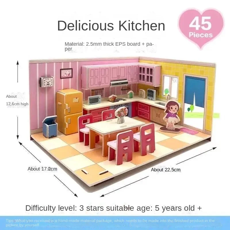 

3D DIY Doll House With Furniture Children Adult Miniature Paper DollHouse Construction Model Building Kits Doll House Toy