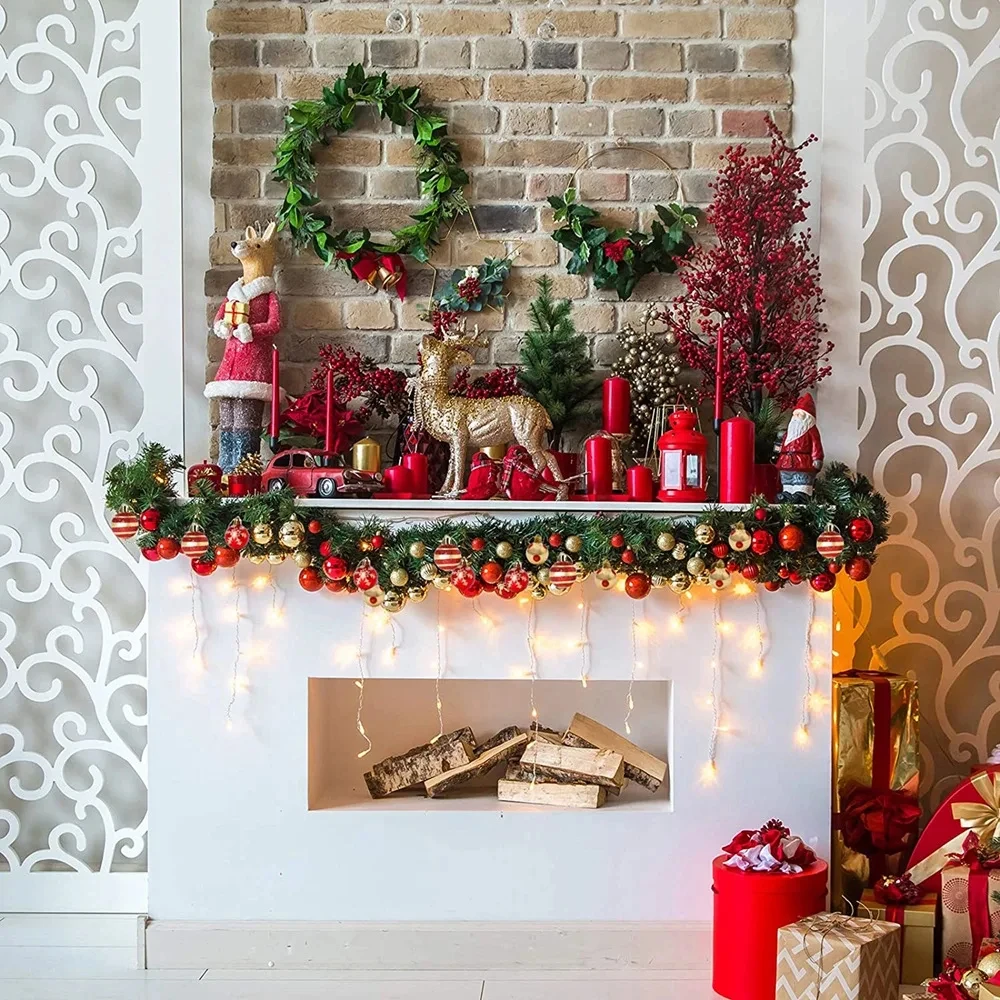 Weihnachtskugel-Set, Weihnachtsdekoration, goldfarbener roter Weihnachtsbaum, hängende Verzierung, Festival, Party, Anhänger, Zuhause, Wohnzimmer, Dekor – Detail 2